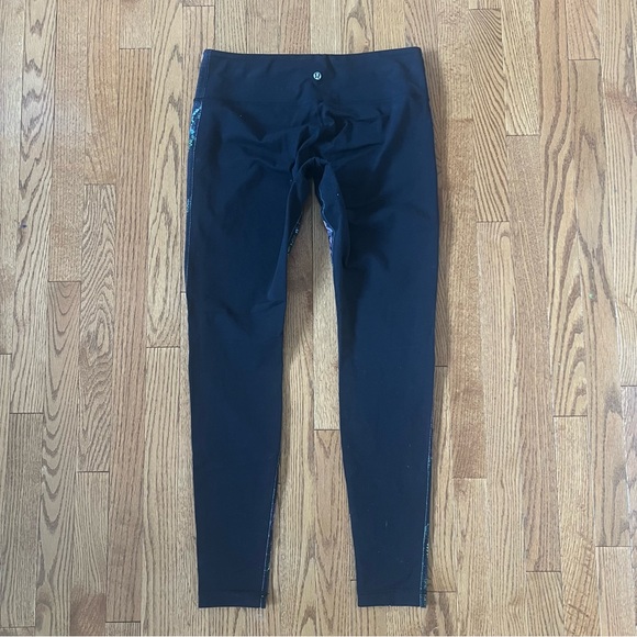 Lululemon Black and Floral Print Leggings. - Picture 2 of 4